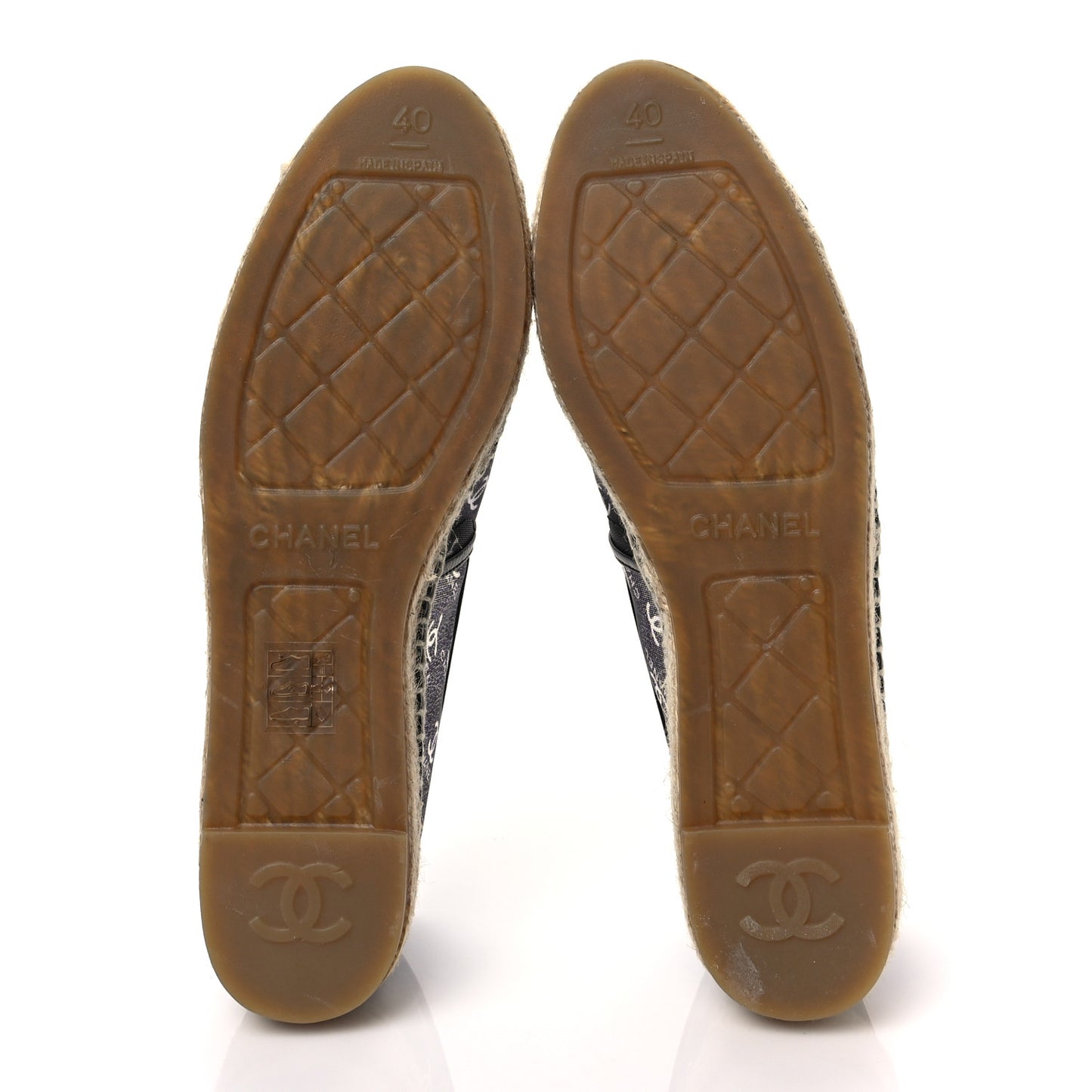 Mesh Grosgrain CC Espadrilles 40 Black White