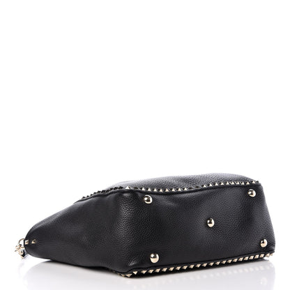 Valentino Garavani Alce Printed Calfskin Medium Rockstud Tote Black 5 of 7