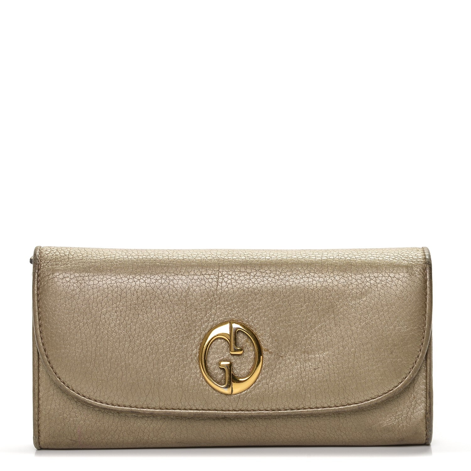 Gucci Metallic Cellarius Calfskin 1973 Continental Clutch Wallet Champagne 1 of 6