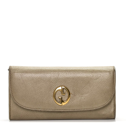 Gucci Metallic Cellarius Calfskin 1973 Continental Clutch Wallet Champagne 1 of 6