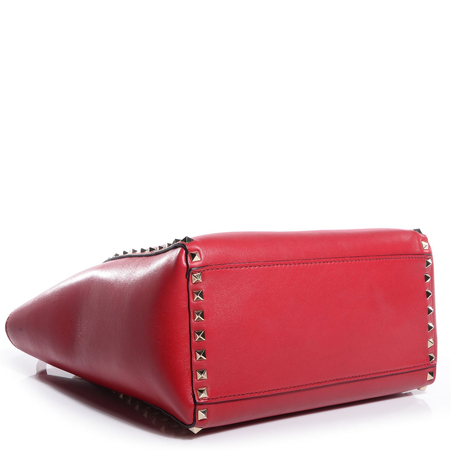 Vitello Rockstud Double Handle Tote Red