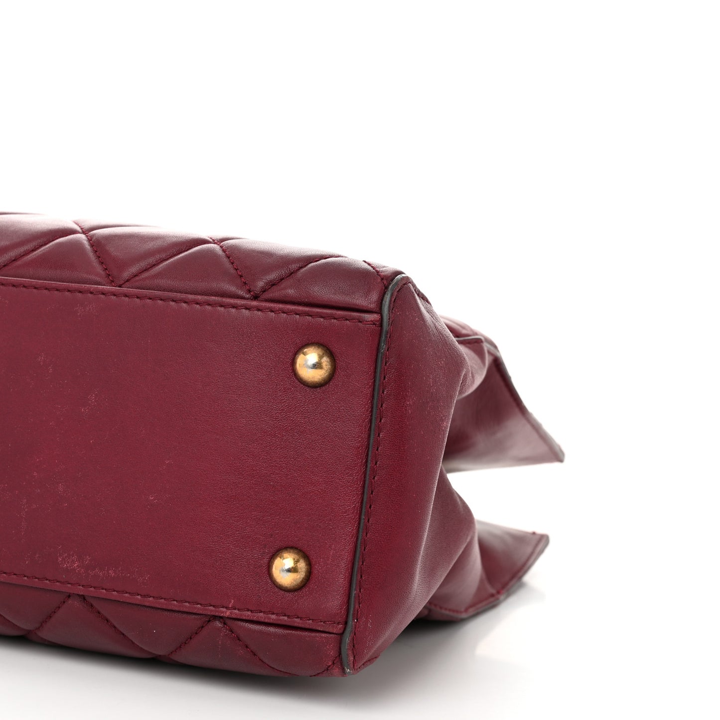 Calfskin Quilted Perfect Edge Tote Burgundy