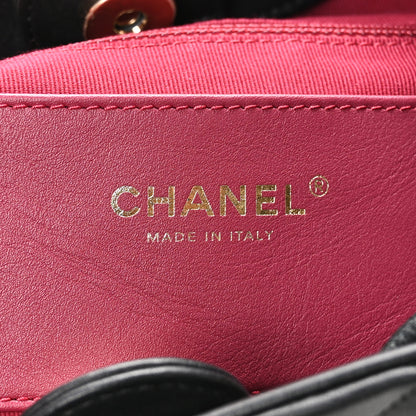 Chanel Lambskin Quilted Double Pocket Drawstring Backpack Black 6 of 10