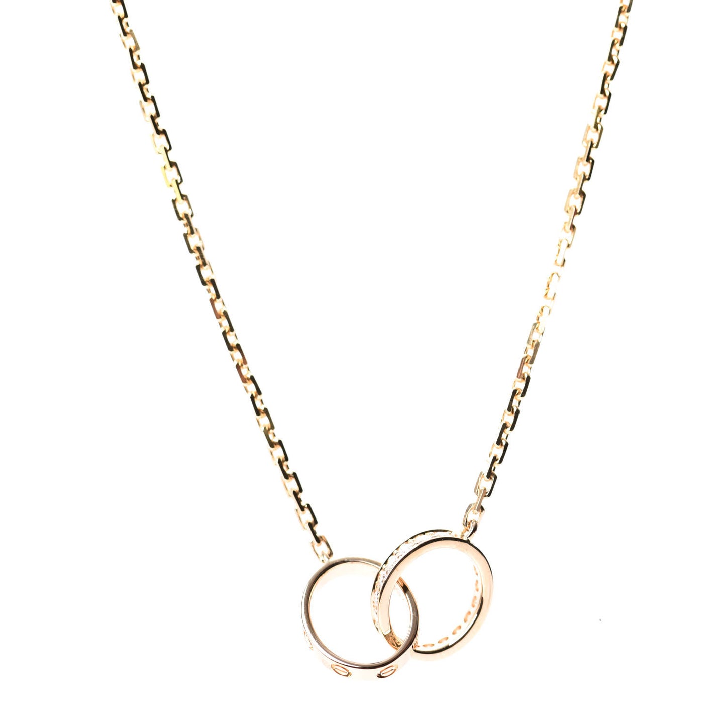 18K Yellow Gold Diamond Interlocking LOVE Necklace