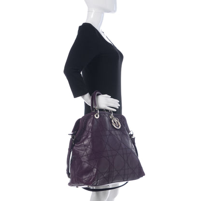Christian Dior Lambskin Cannage Large Granville Tote Purple 2 of 17