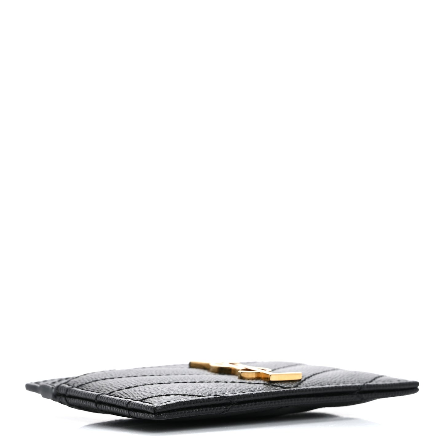 Grain De Poudre Matelasse Chevron Monogram Credit Card Case Black