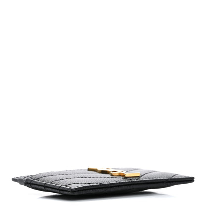 Saint Laurent Grain De Poudre Matelasse Chevron Monogram Credit Card Case Black 4 of 8