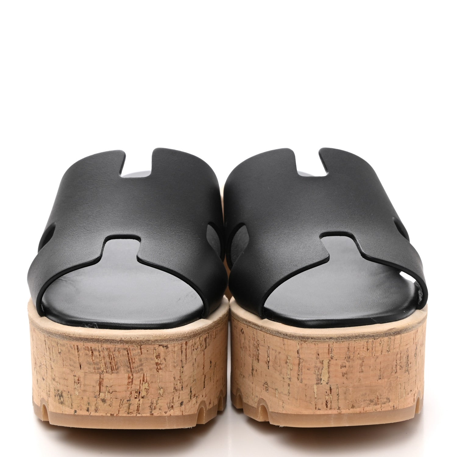 Hermes Calfskin Cork Eze 30 Sandals 36 Black 2 of 9