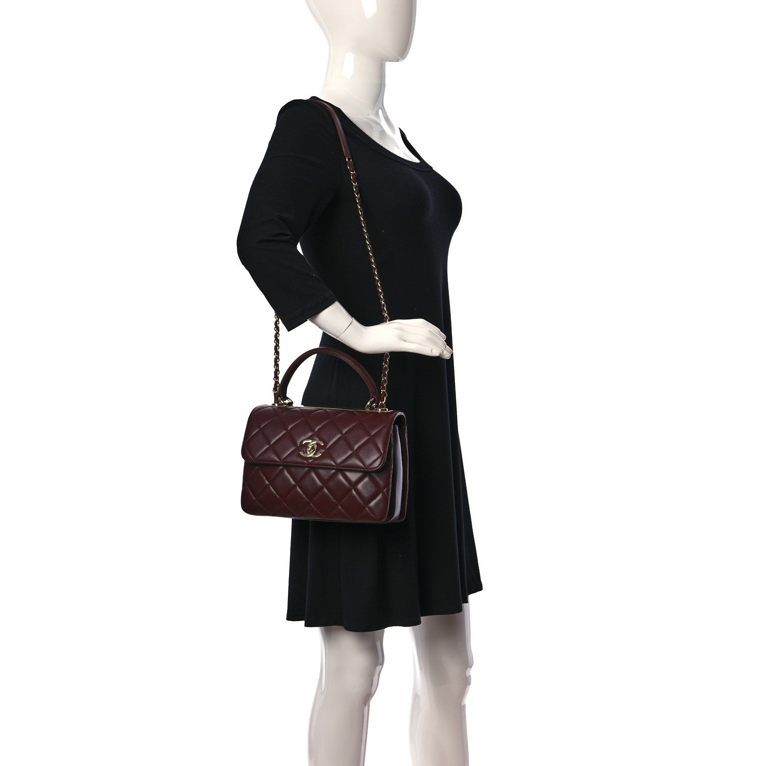 Chanel Lambskin Quilted Small Trendy CC Flap Dual Handle Bag Burgundy 2 of 10