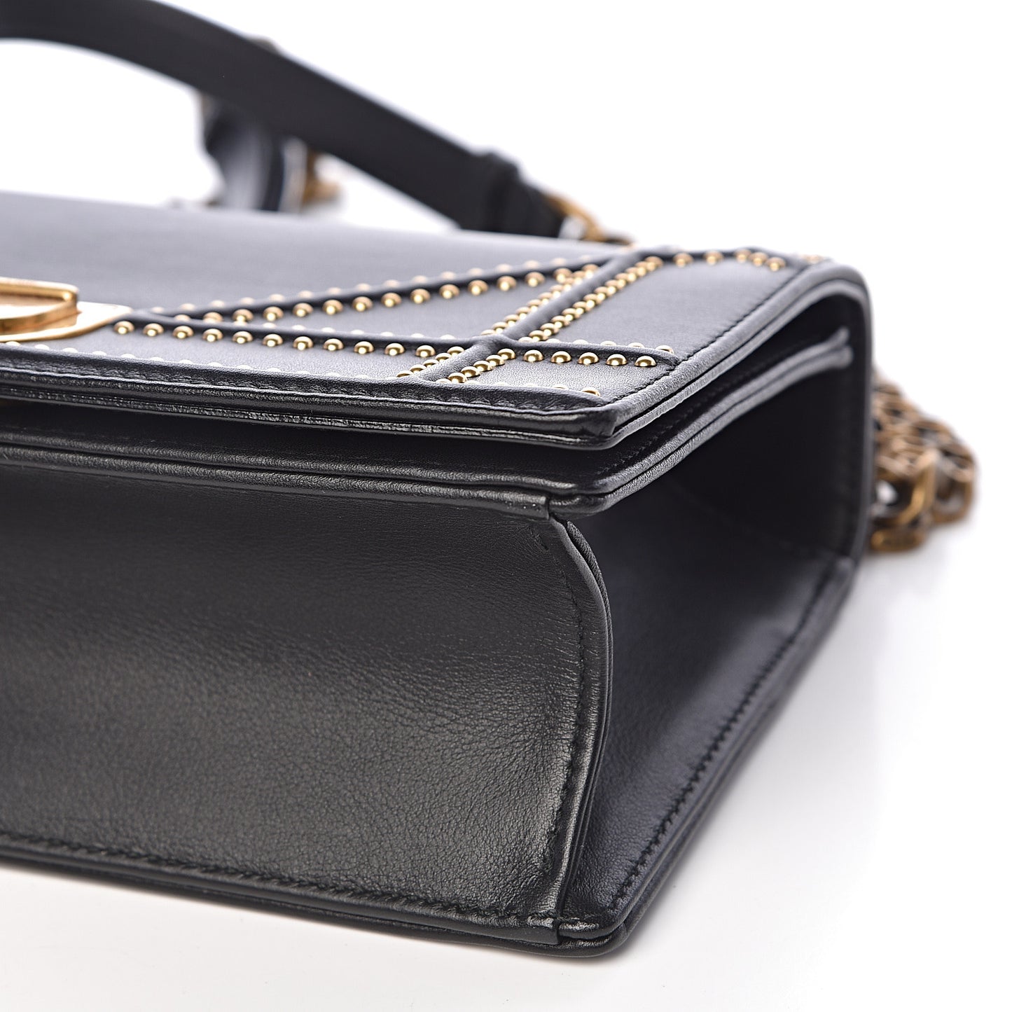 Calfskin Studded Small Diorama Flap Bag Black