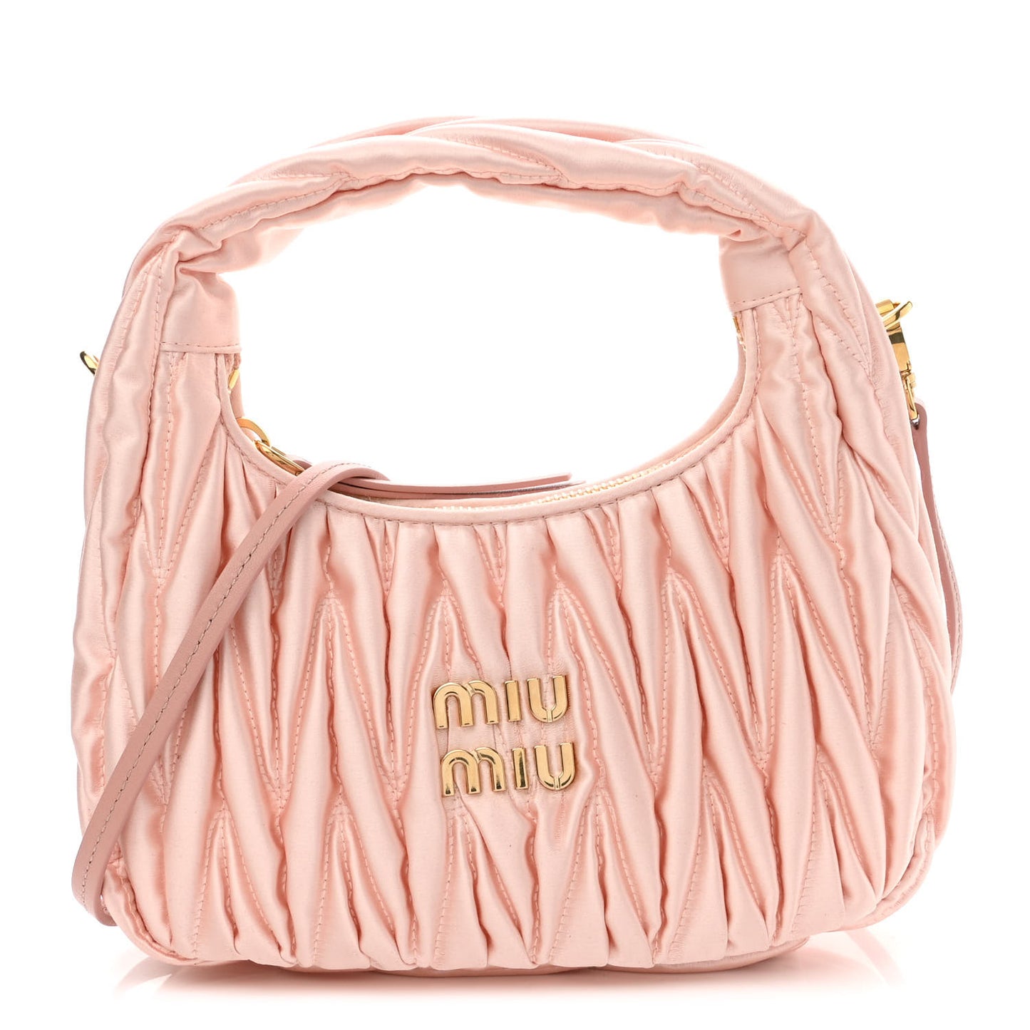 Satin Matelasse Mini Wander Hobo Alabaster Pink