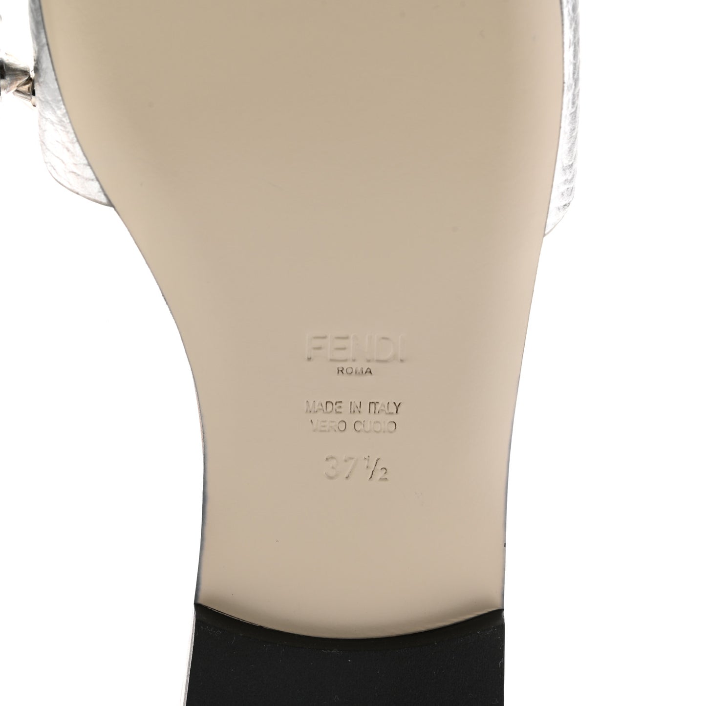 Metallic Vitello Lurex Studded Slide Sandals 37.5 Silver