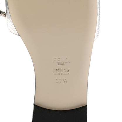 Fendi Metallic Vitello Lurex Studded Slide Sandals 37.5 Silver 7 of 8