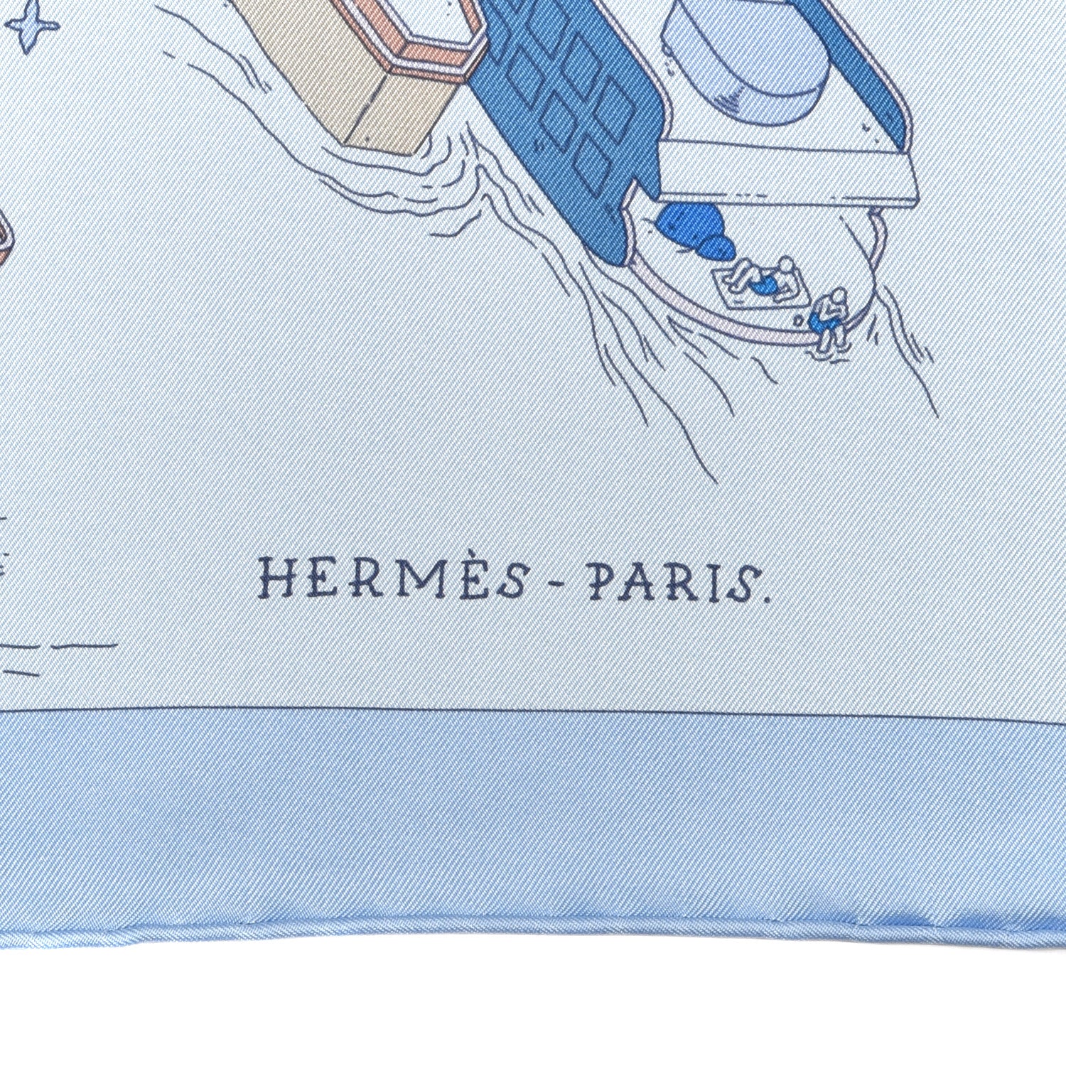 Hermes Silk The Battery New York Scarf 90 Azur Bleu Jean Lavande 3 of 5