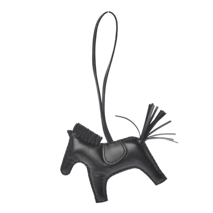 Hermes Milo Lambskin Grigri Rodeo Horse Bag Charm MM So Black 1 of 5