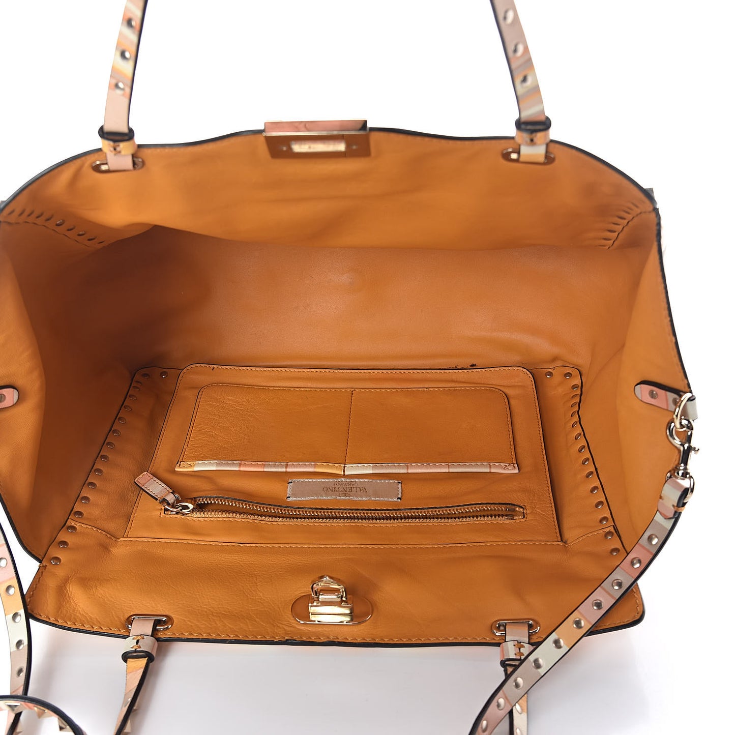 Vitello Native Couture 1975 Medium Rockstud Tote Mandarin Sorbet