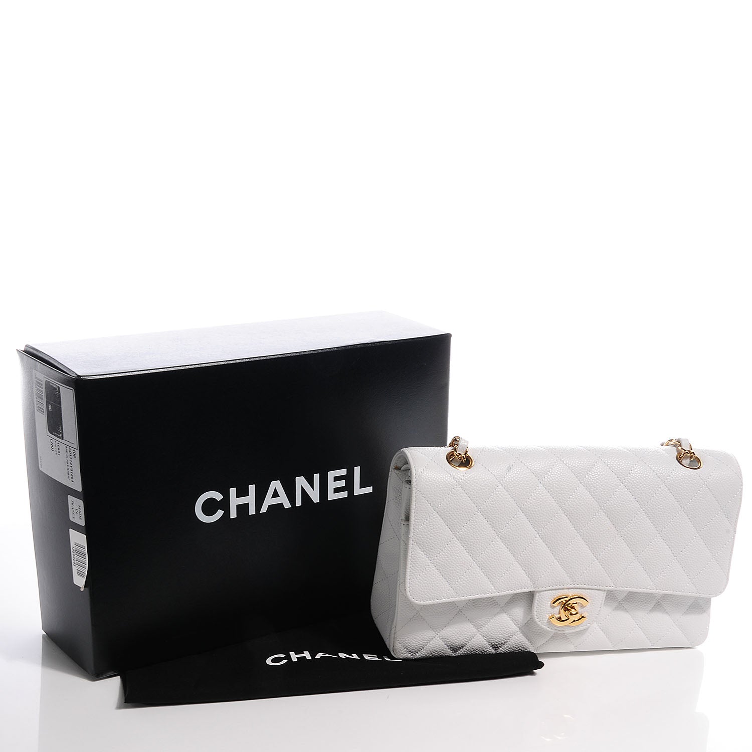Chanel Caviar Quilted Medium Double Flap White 5 of 9