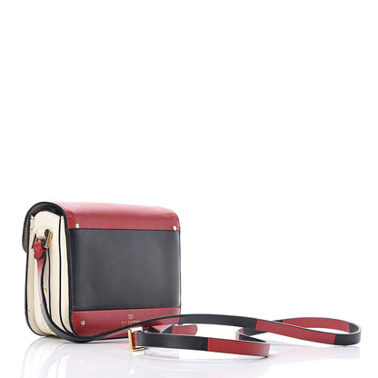Valentino Garavani Calfskin Mini Rivet Colorblock Shoulder Bag Black Red 3 of 16