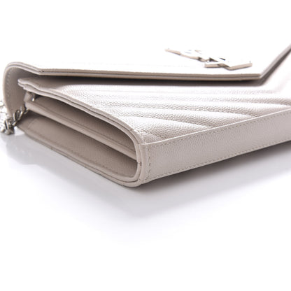 Saint Laurent Grain De Poudre Matelasse Chevron Monogram Chain Wallet Rose Poudre 7 of 18