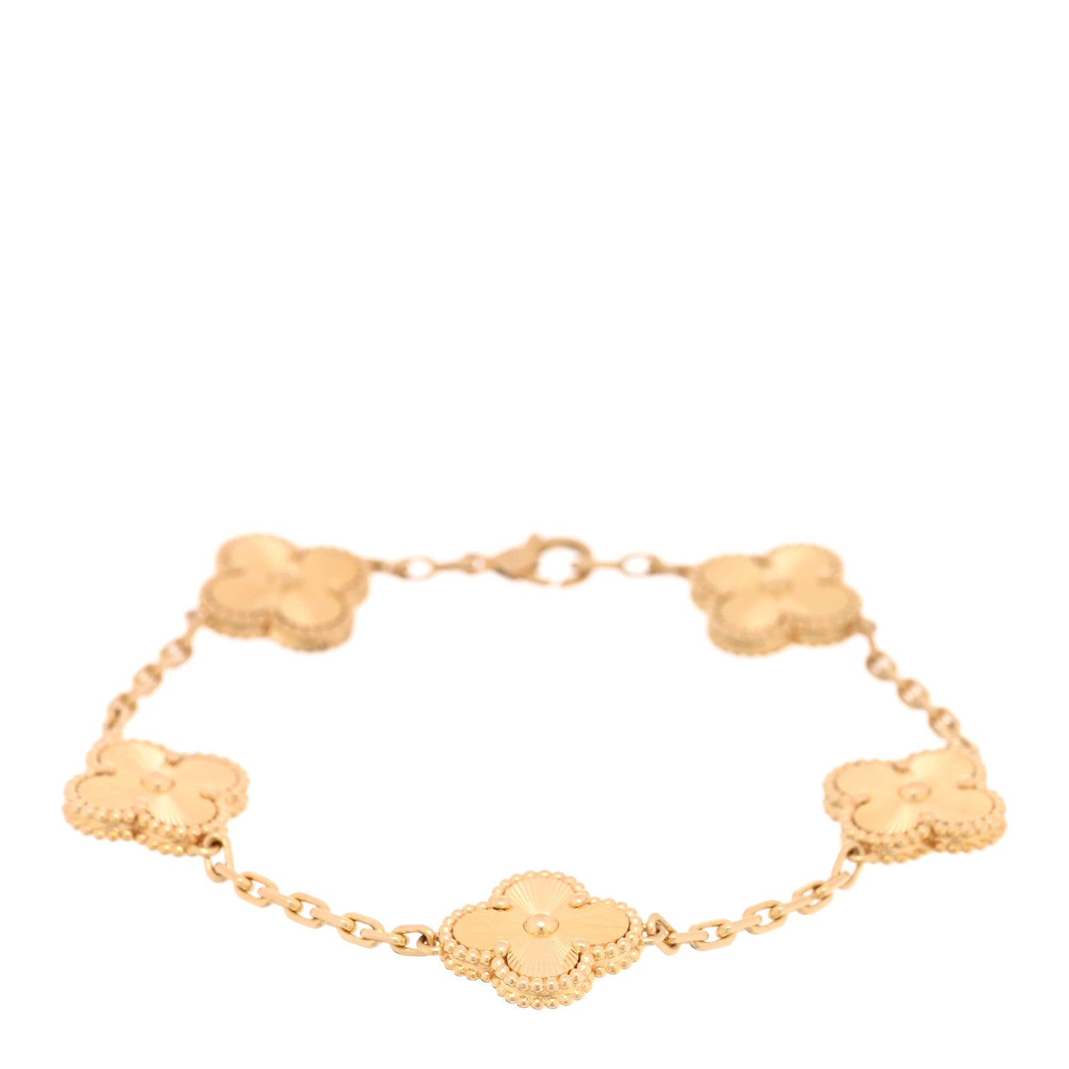 Van Cleef & Arpels 18K Yellow Gold 5 Motifs Guilloche Vintage Alhambra Bracelet 1 of 4