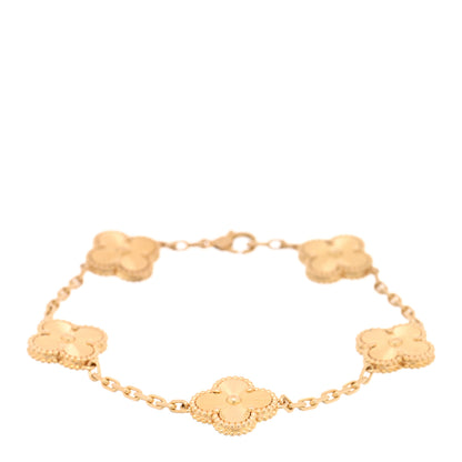 Van Cleef & Arpels 18K Yellow Gold 5 Motifs Guilloche Vintage Alhambra Bracelet 1 of 4
