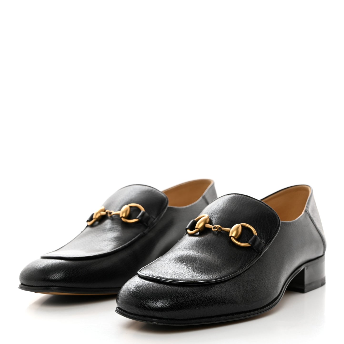 Goatskin Womens Horsebit Mid-Heel Loafers 39 Black