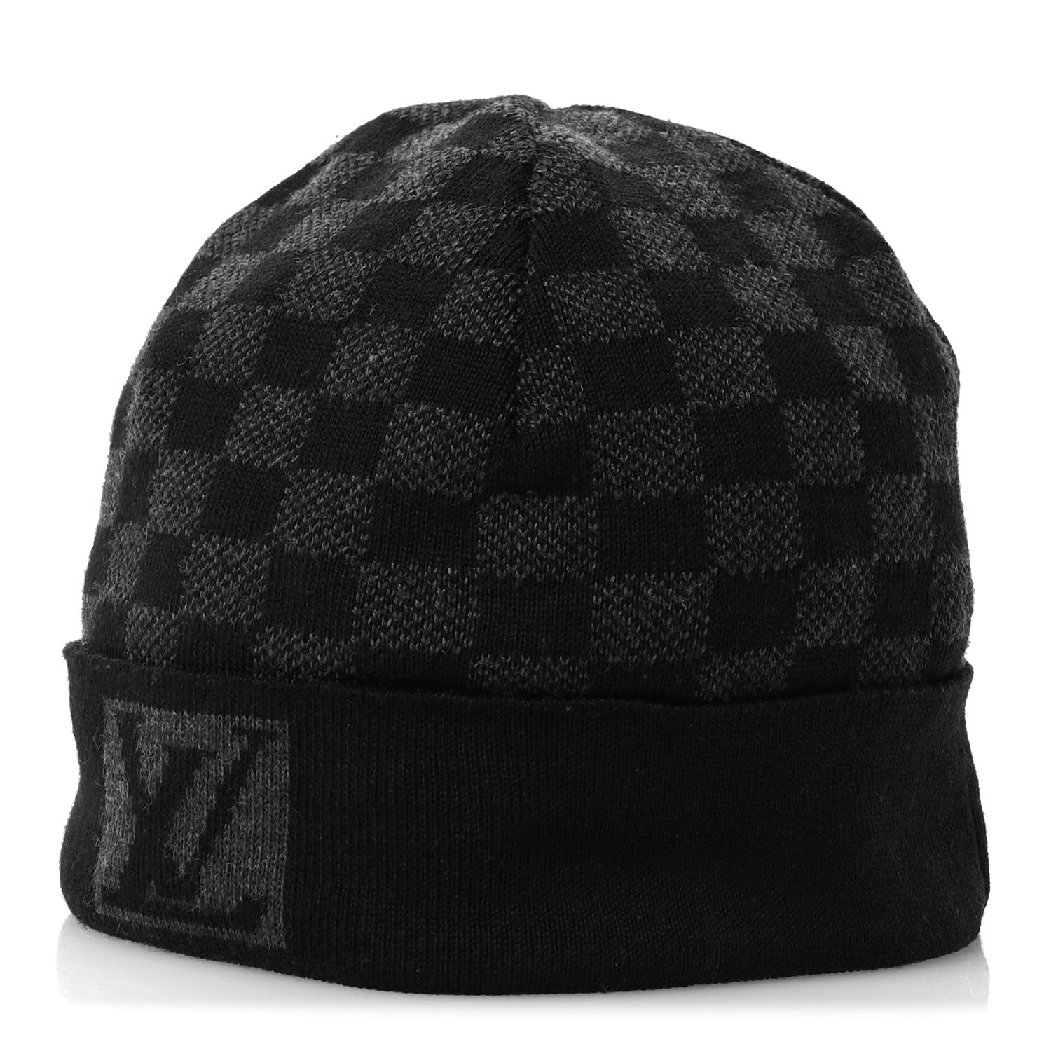 Louis Vuitton Wool Bonnet Petit Damier Beanie Hat Black 1 of 10