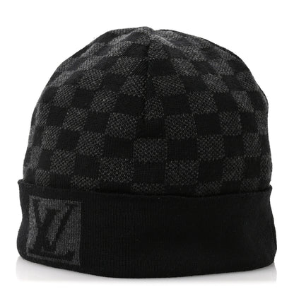 Louis Vuitton Wool Bonnet Petit Damier Beanie Hat Black 1 of 10
