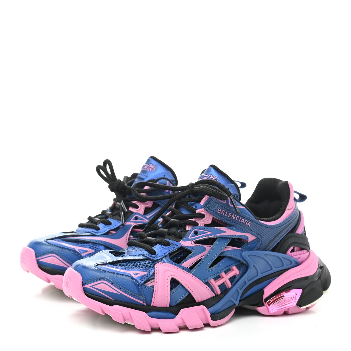 Rubber Mesh Bi-Color Womens Track.2 Open Sneakers 36 Blue Pink