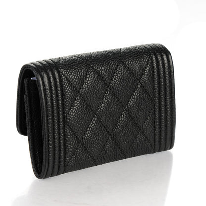 Chanel Caviar Quilted Boy Flap Card Holder Black 3 of 8