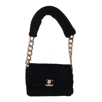 Chanel Shearling Quilted Single Flap Black 3 of 15