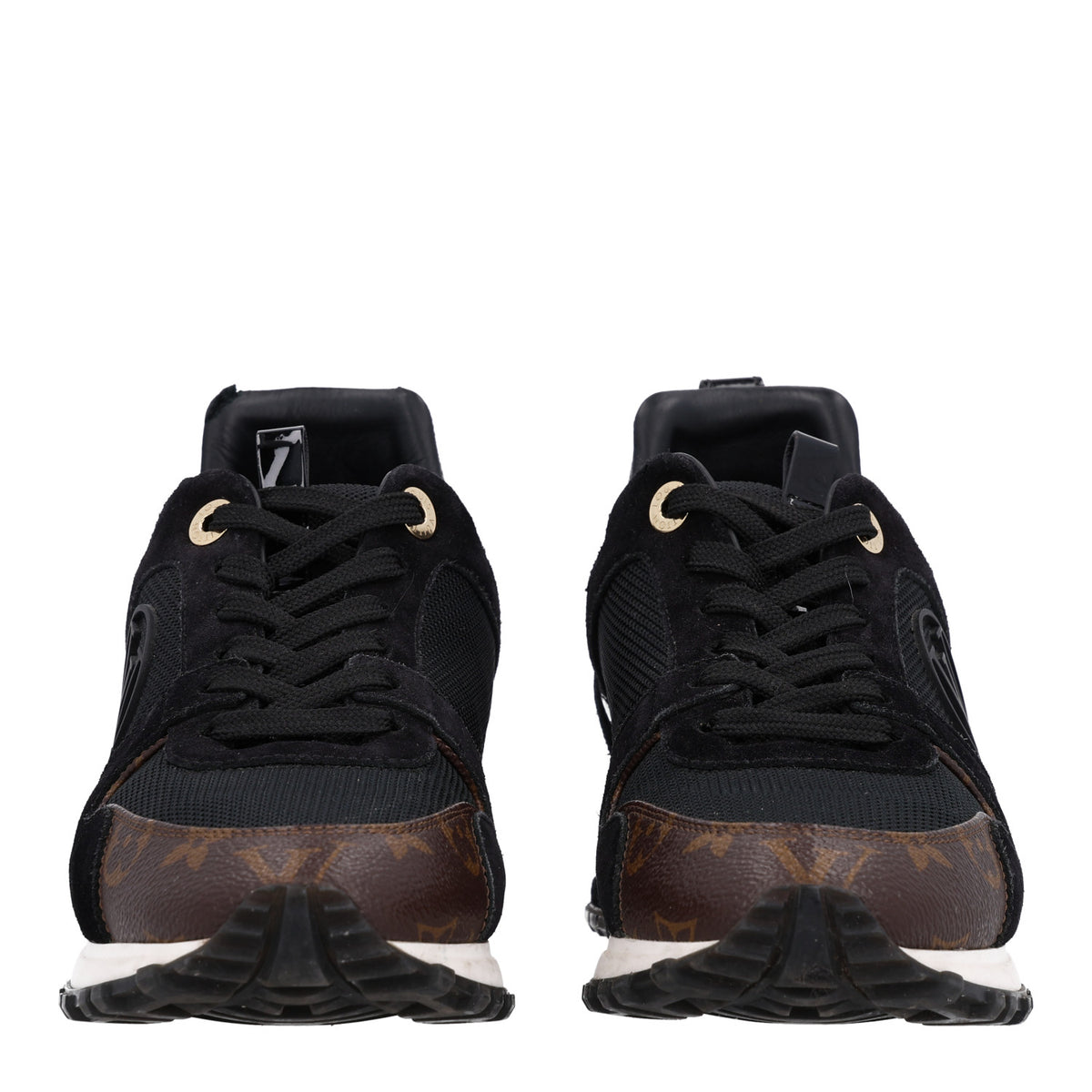 Suede Monogram Run Away Sneakers 37.5 Black