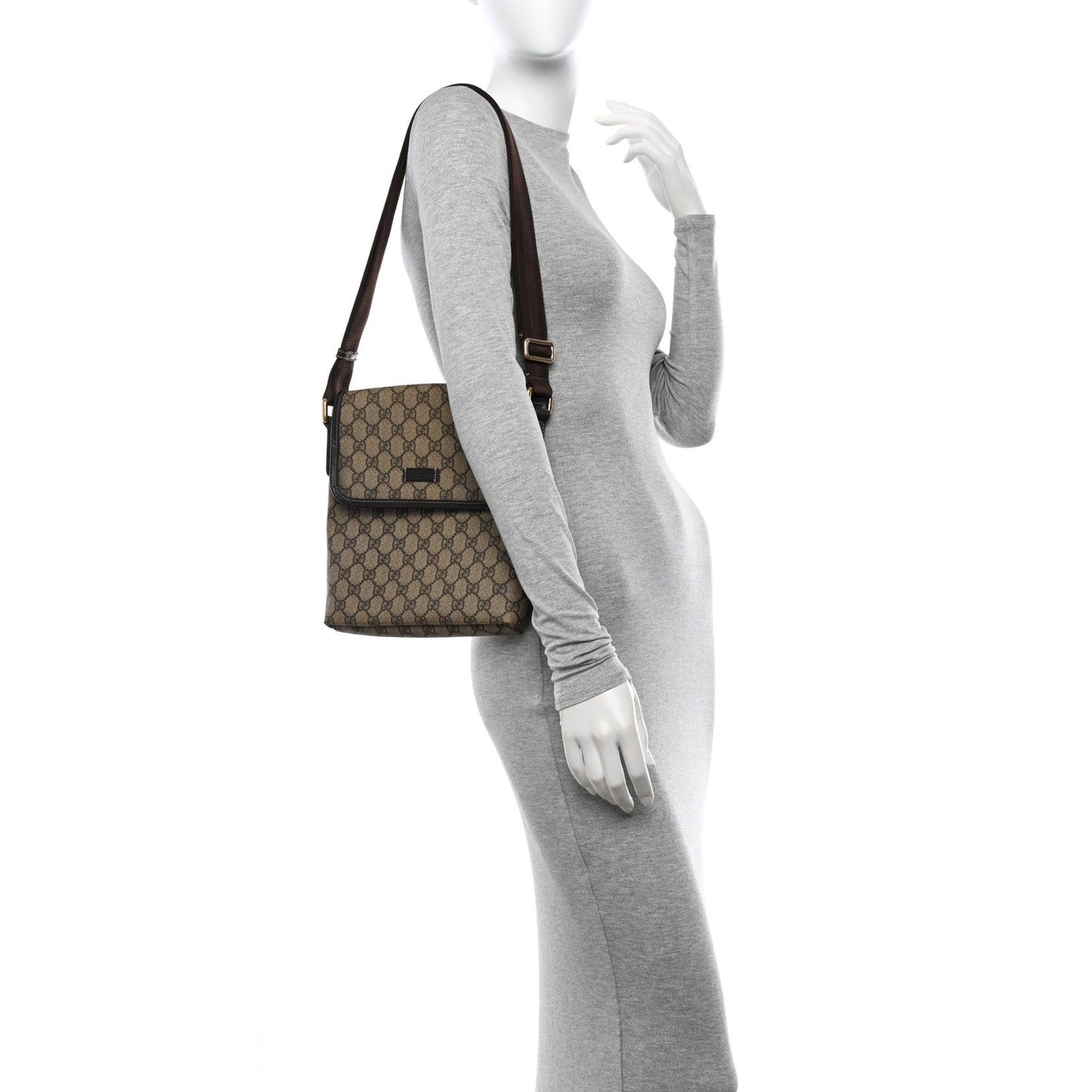 GG Plus Monogram Small Flap Messenger Bag Beige Dark Brown