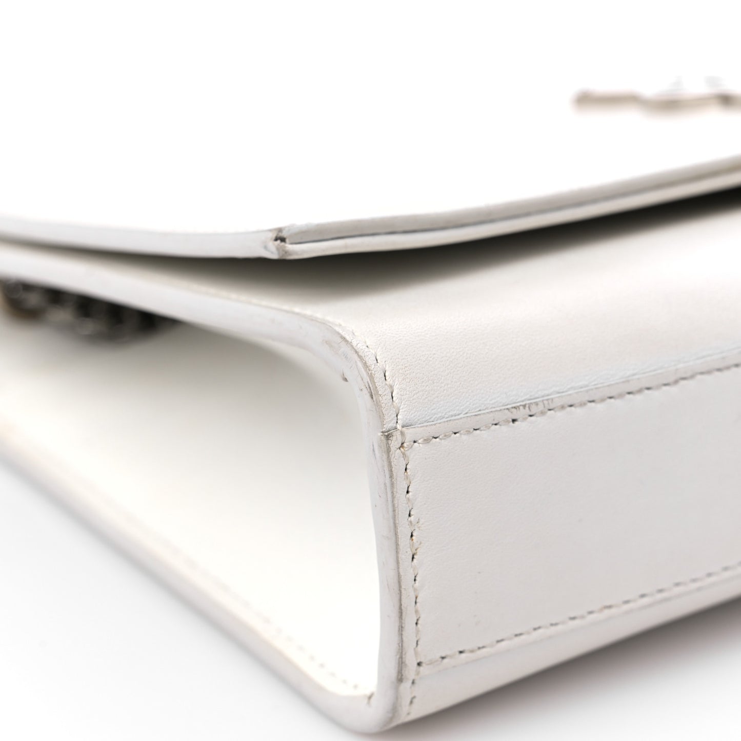 Smooth Calfskin Medium Classic Monogram Kate Tassel Satchel White