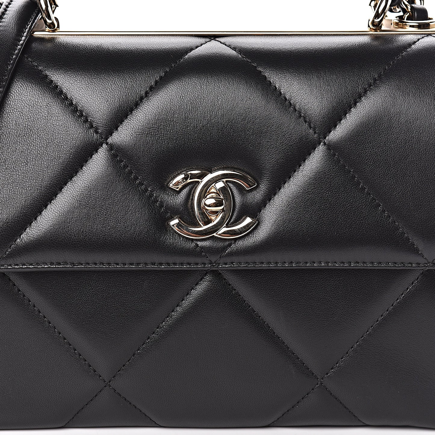 Lambskin Quilted Small Trendy CC Dual Handle Flap Bag Black