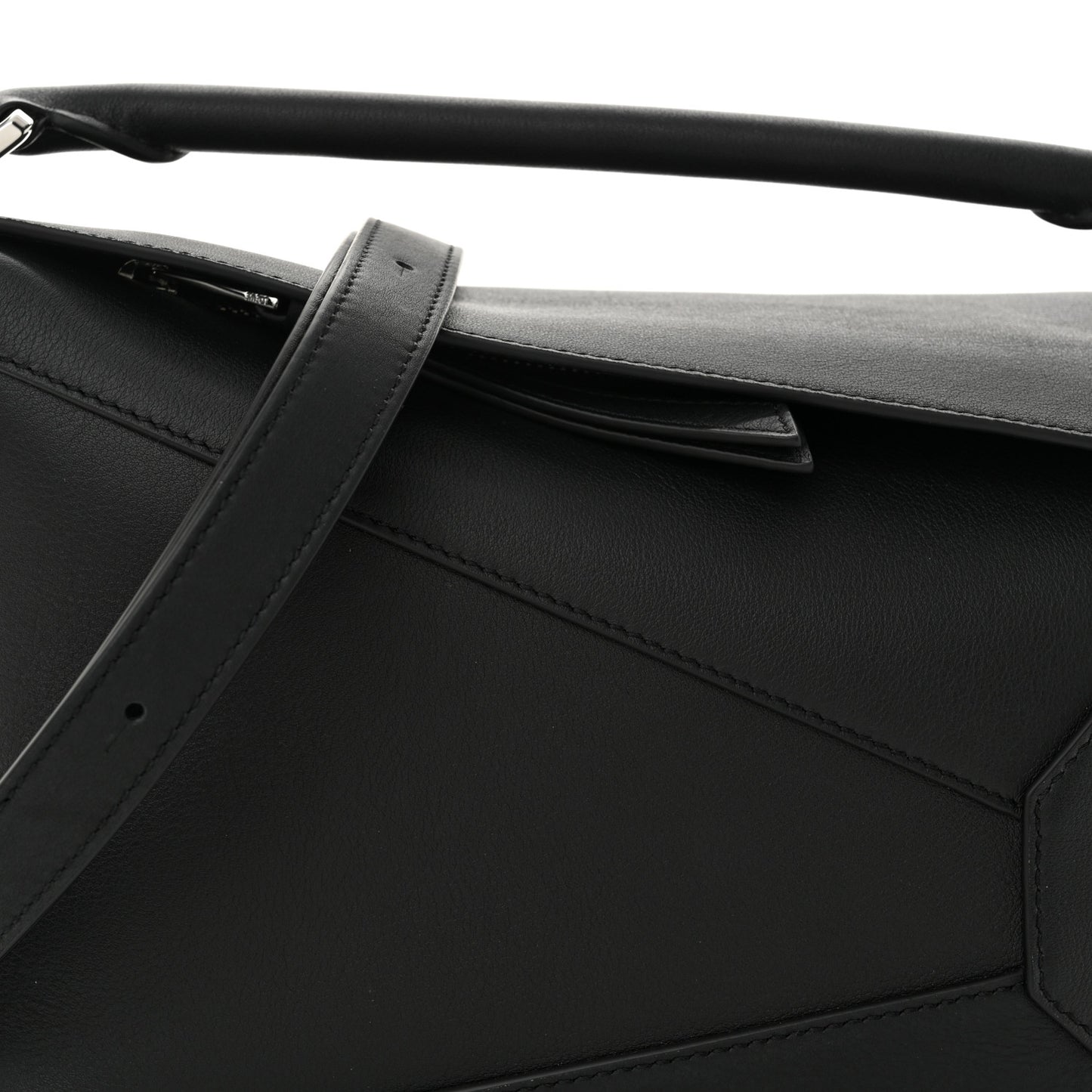 Calfskin Small Puzzle Edge Bag Black