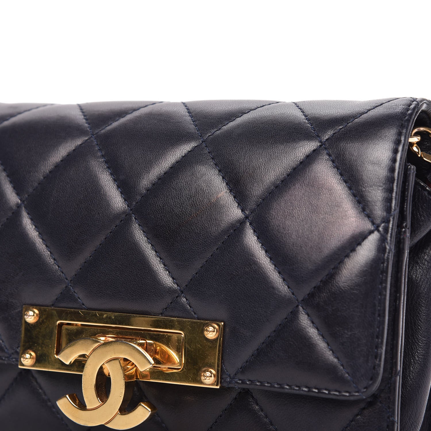 Chanel Lambskin Quilted Golden Class Wallet on Chain WOC Navy 11 of 11