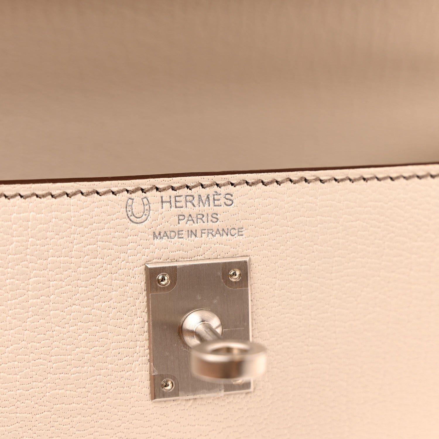 Hermes Chevre Mysore Horseshoe Kelly Sellier 25 Nata Etoupe 6 of 11