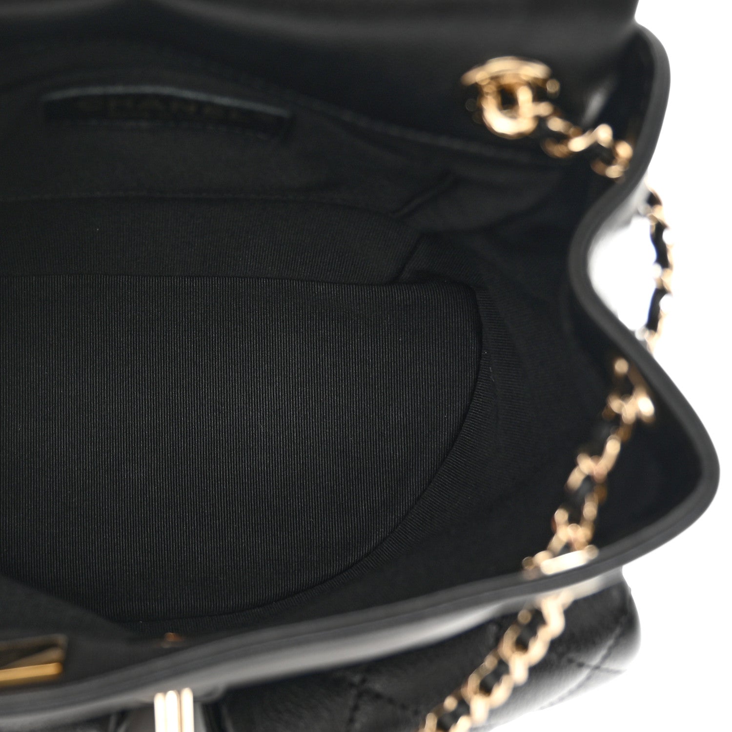 Chanel Calfskin Quilted Medium Duma Pockets Drawstring Backpack Black 5 of 9