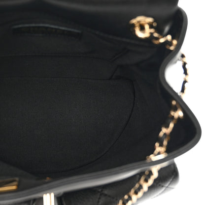 Chanel Calfskin Quilted Medium Duma Pockets Drawstring Backpack Black 5 of 9