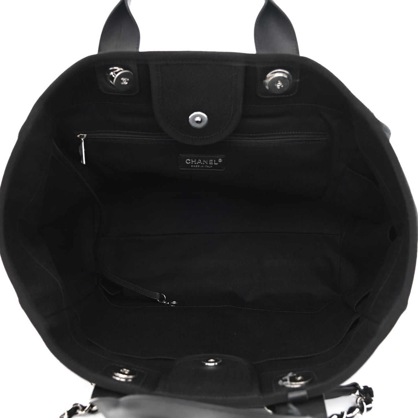 Canvas Pearl Medium Deauville Tote Black