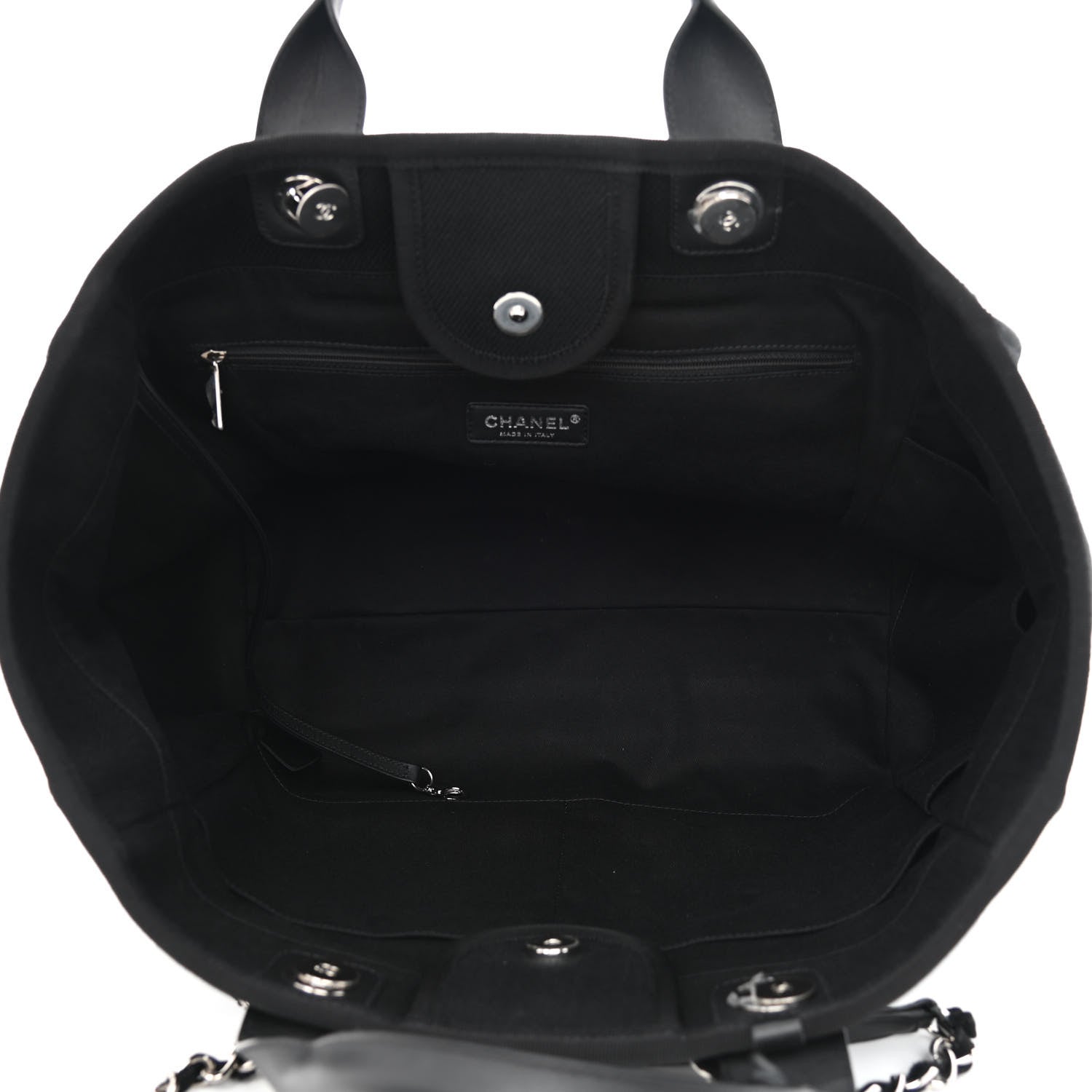 Chanel Canvas Pearl Medium Deauville Tote Black 4 of 14
