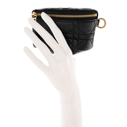 Christian Dior Supple Calfskin Cannage Caro Half-Moon Coin Purse Black 2 of 10