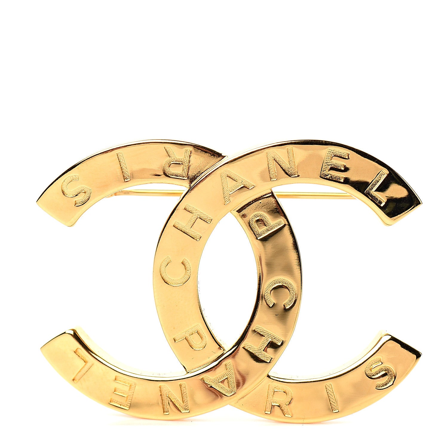 Chanel Metal Paris Button CC Large Brooch Gold 1 of 4