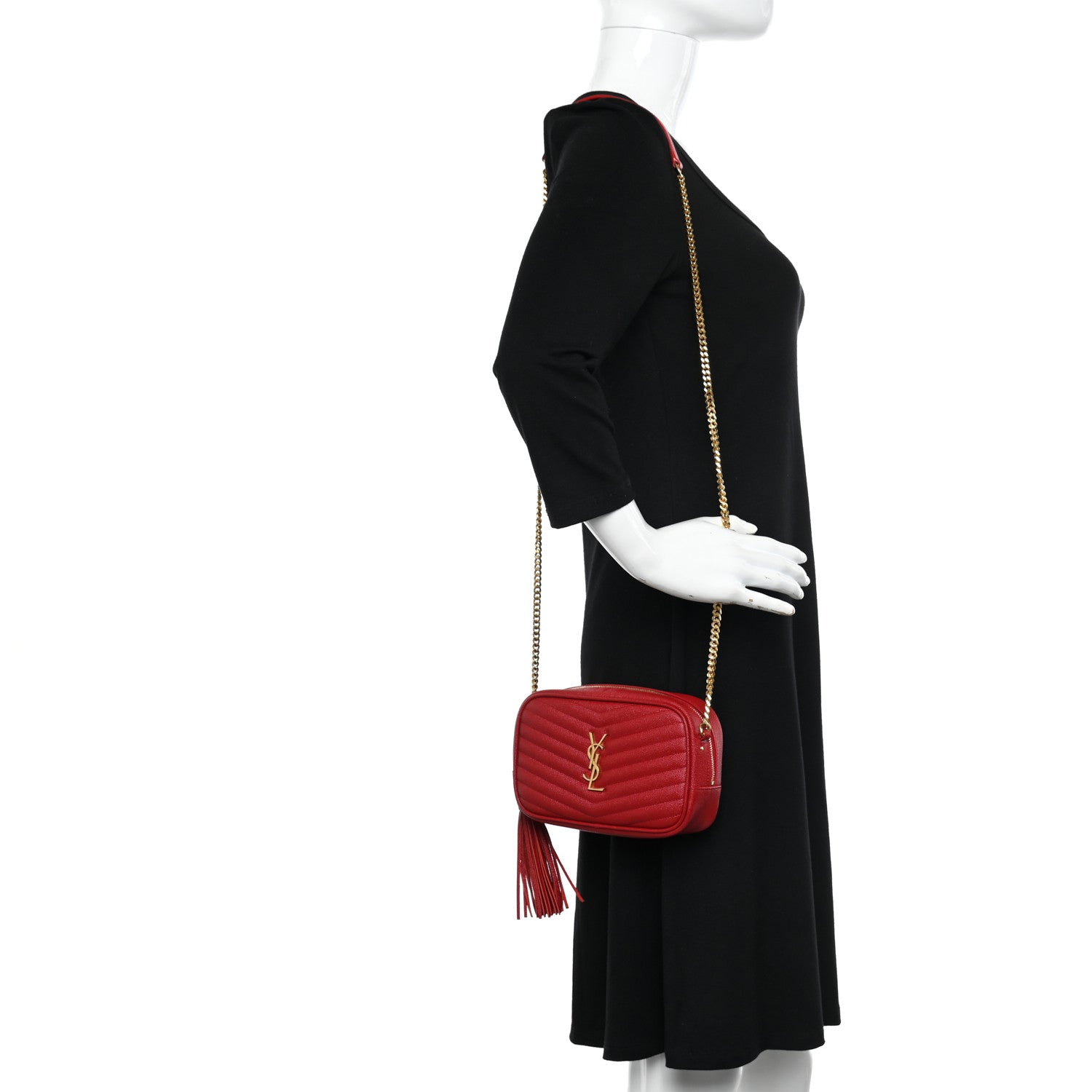 Saint Laurent Grain De Poudre Matelasse Monogram Mini Lou Camera Bag Eros Red 2 of 12