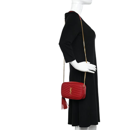 Saint Laurent Grain De Poudre Matelasse Monogram Mini Lou Camera Bag Eros Red 2 of 12