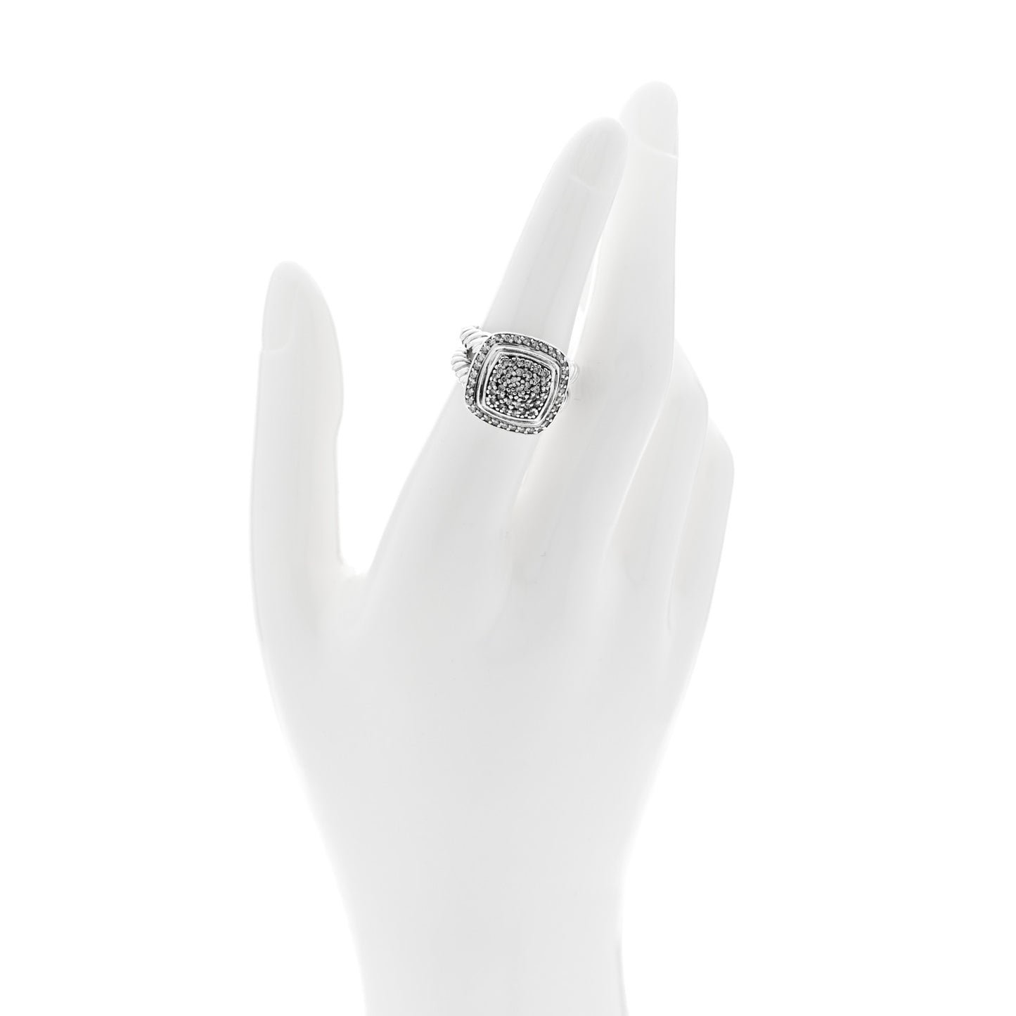 Sterling Silver Diamond 11mm Albion Pave Ring 52 6