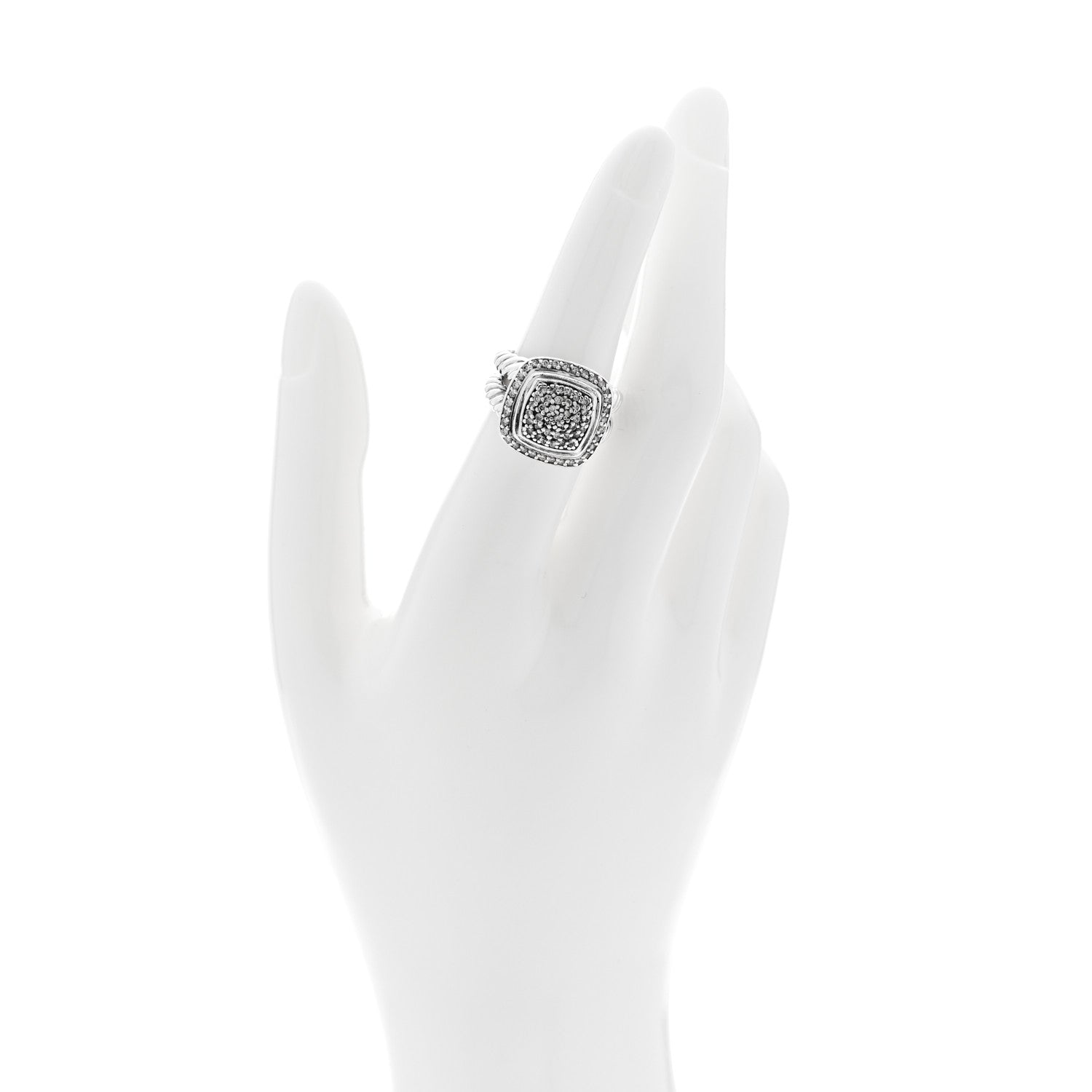 David Yurman Sterling Silver Diamond 11mm Albion Pave Ring 52 6 2 of 6