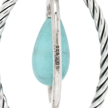 David Yurman Sterling Silver Turquoise Oval Drop Earrings 4 of 4