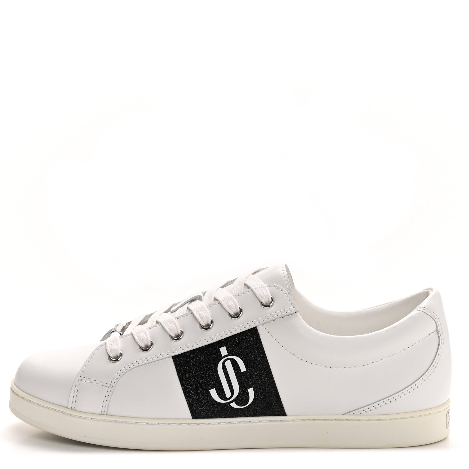Jimmy Choo Nappa Glitter Cash JC Sneakers 41 White Black 1 of 9